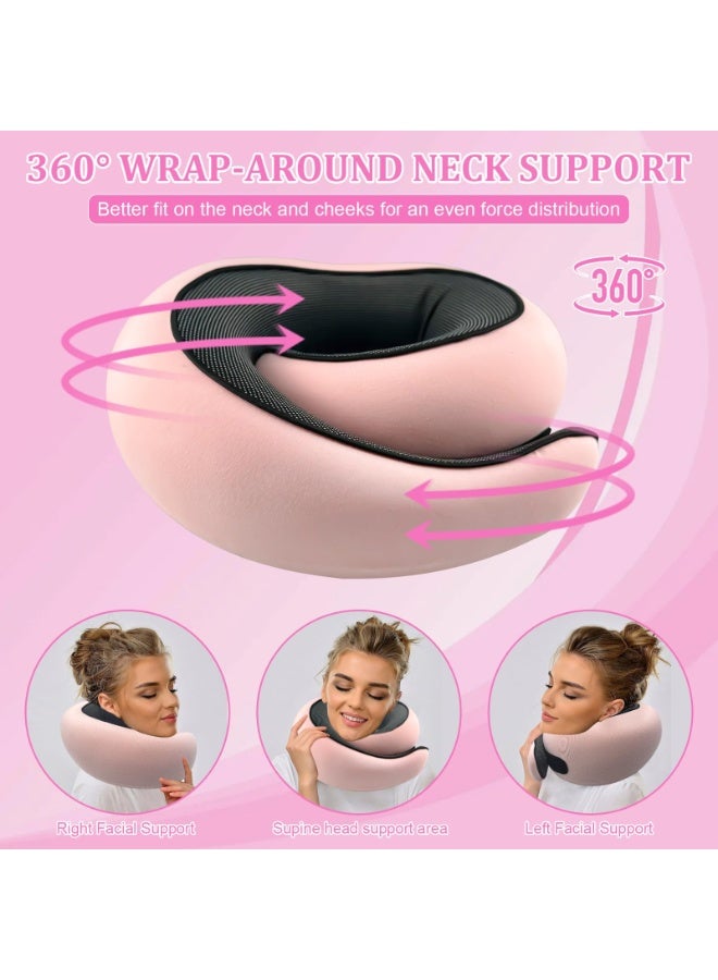 OSHIMA Travel Pillows for Airplanes, 2026 New Travel Pillow Ergonomic Neck Cushion, Airplane Memory Foam Travel Pillow with Ear Plugs Eye Mask Carry Bag for Airplanes Offices and Cars - Image 2
